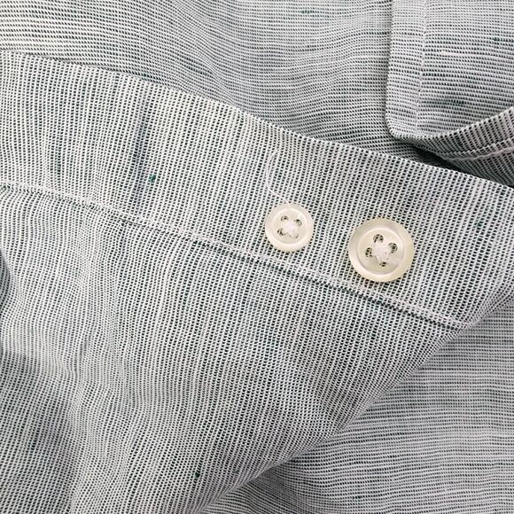 Chaps Mens Shirt Size XL Linen Cotton Green Button Up Short Sleeve Casual Beach - Picture 9 of 13